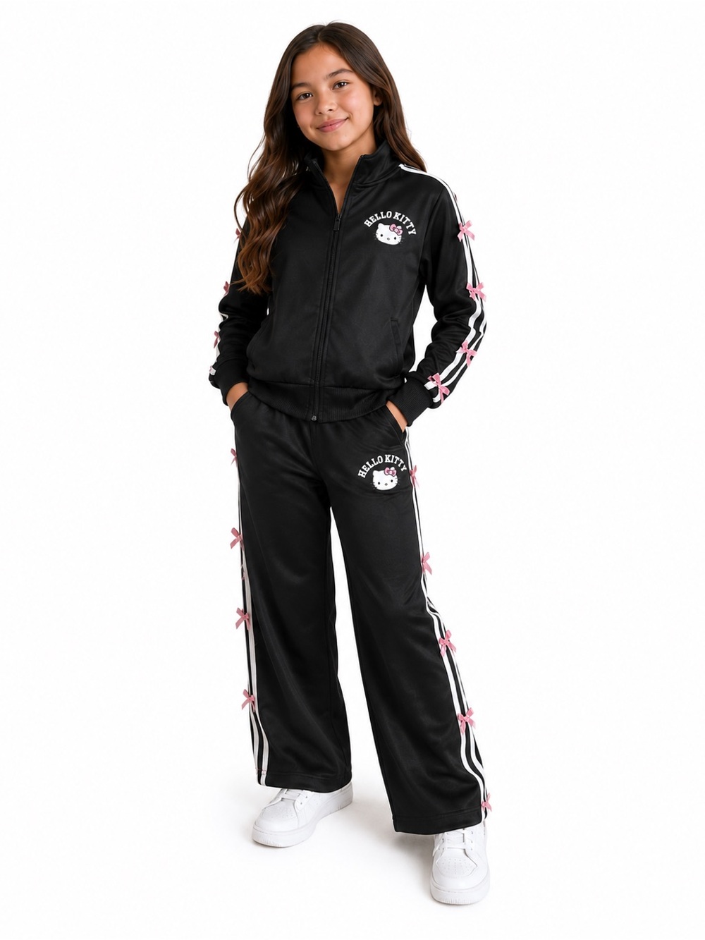 Hello Kitty Sanrio Black Track Suit Set Girls Size 10/12